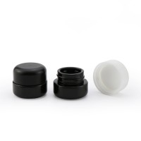 Private label 5ml black uv small round child resistant proof lid CBD wax oil concentrate glass containers jar with LOGO