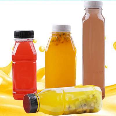 8oz 12oz 16oz Empty PET Plastic Juice Bottles Reusable Clear Disposable Containers with Lids for Juice